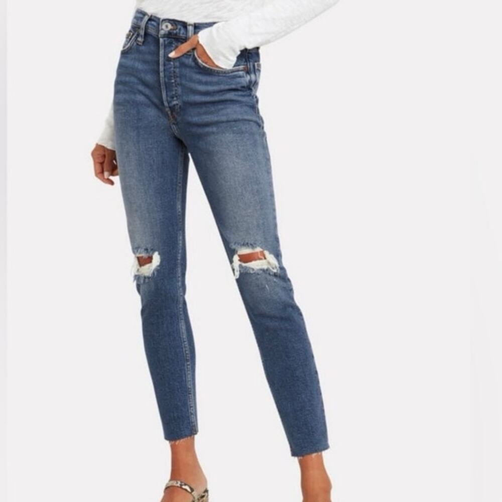 RE/DONE 90s High Rise Ankle Crop Jeans Distressed